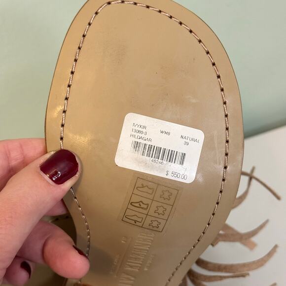 Ivy Kirzhner Sandals 9 Brown Snake Fringe Studded Hildagar Buckle Strappy Ankle - Picture 10 of 16